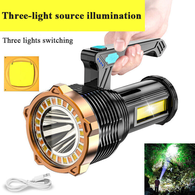 LED Searchlight USB Rechargeable Hand Torch Work Light Flashlight Waterproof