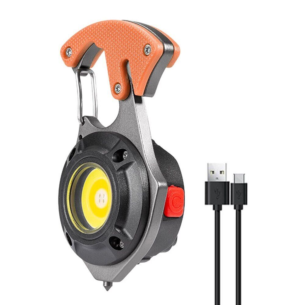 Multi-function COB LED Flashlight Outdoor USB Rechargeable Keychain Light Hook