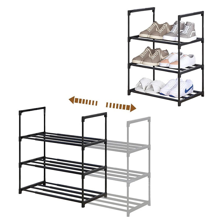 Shoe Rack 3 Tier Extendable Storage Organiser Room Hallway Tidy Space Saver UK