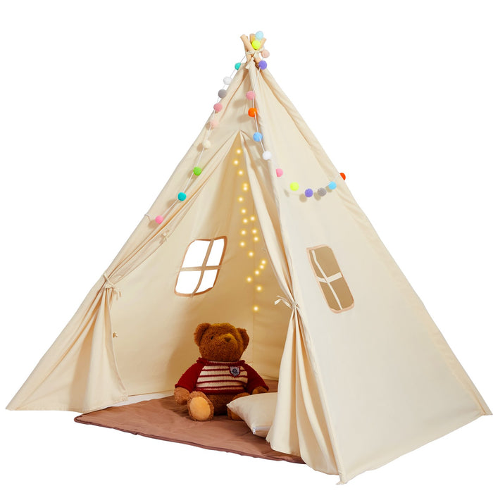 Kids Play Tent, Teepee Tent For Kids 1-5 Years Old, Toddler Tent With Mat And Pl