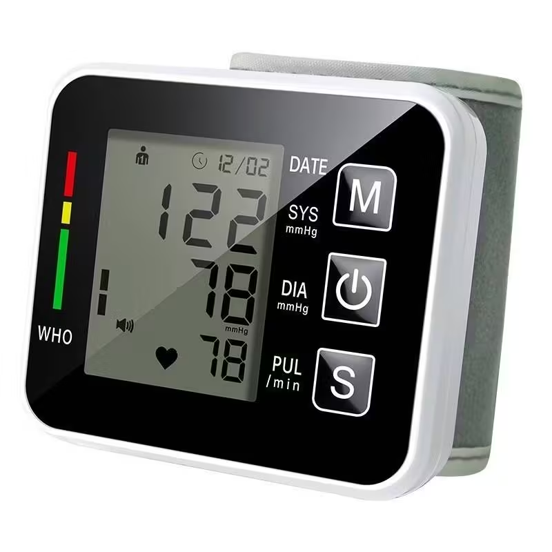 Black Smart Wrist Blood Pressure Monitor With Automatic Measurement And Voice An