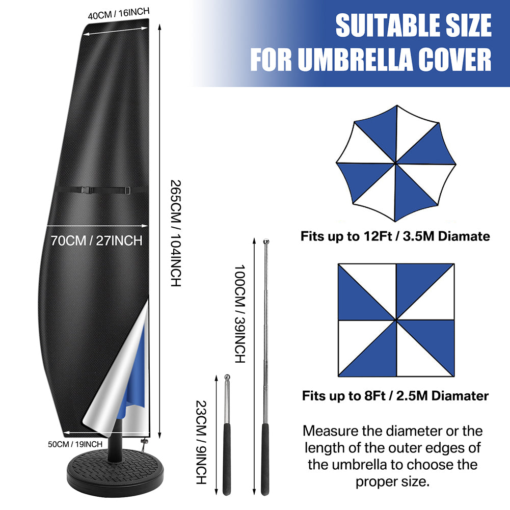 265cm Garden Parasol Cover Patio Umbrella Heavy Duty Waterproof Furniture Protec