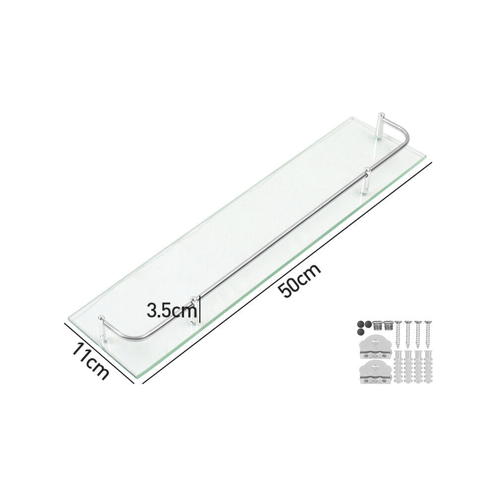 Glass Bathroom Shower Shelf Storage Rack Wall Mounted Holder Caddy Organizer UK