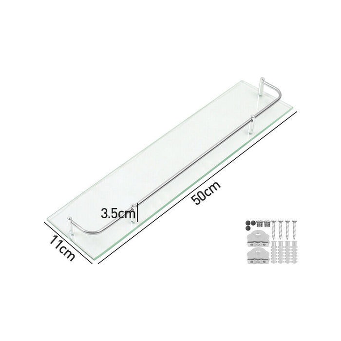 Glass Bathroom Shower Shelf Storage Rack Wall Mounted Holder Caddy Organizer UK