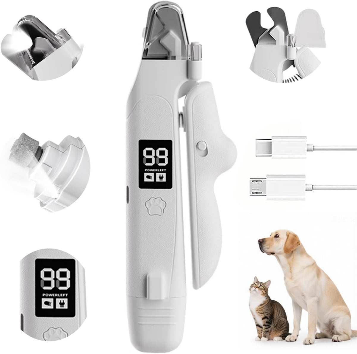 2-in-1 Led Light Cat Anti-blood Nail Grinder Dog Pet Nail Clipper Nail Clipper A