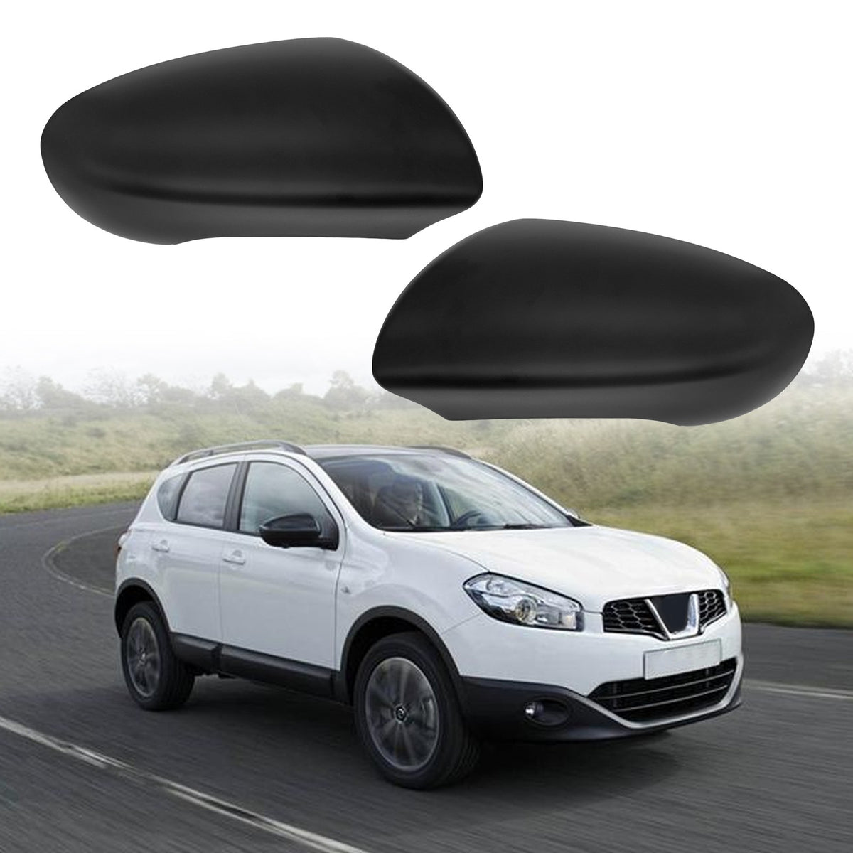 For Qashqai 2007-2014 J10 Side Door Wing Mirror Cover Caps Textured Black