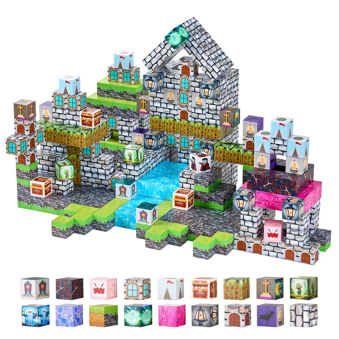 Magnetic Blocks, 100 PCS Cemetery Zombies Set, Magnetic Building Cubes For Kids,