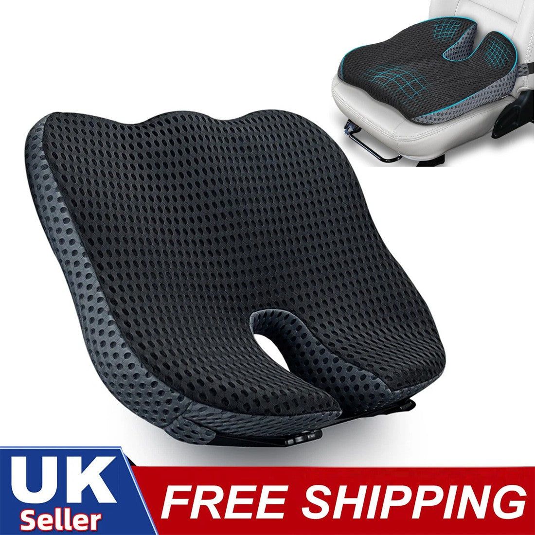 NEW Universal Memory Foam Car Cushion For Driving Seat Driver Wedge Booster UK