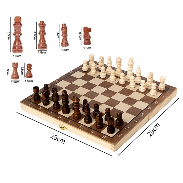 Wooden Magnetic Chess Set, Walnut Wood Color, Two-in-one Folding Chess Set