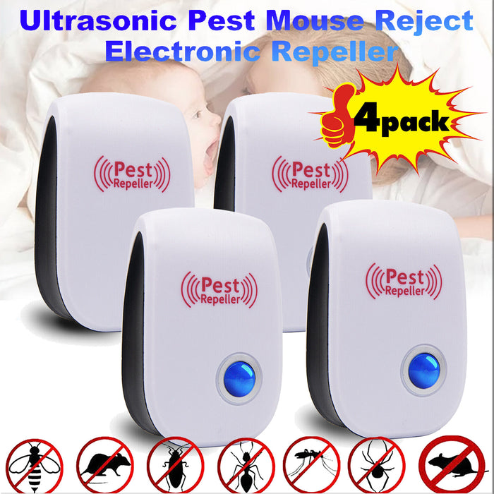 4X Ultrasonic Pest Control Repeller UK Plug-in Reject Rat Mouse Mice Spider UK