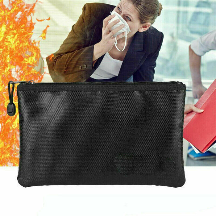 Fireproof Money Bag Waterproof Safe Cash Box Document Envelope File Pouch--34X24