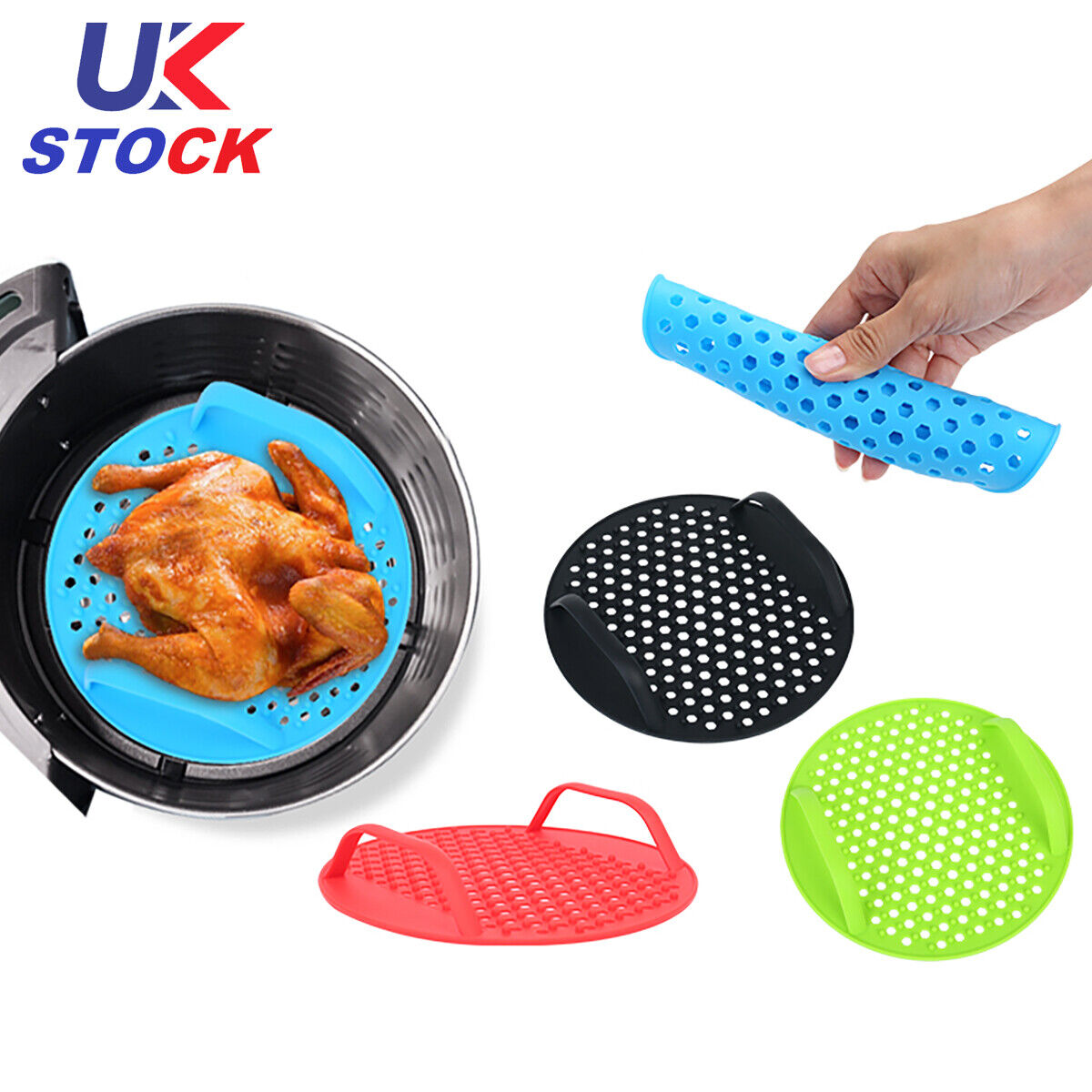 Reusable Air Fryer Silicone Pot Basket Liner Mat Tray Non-Stick For Oven Baking