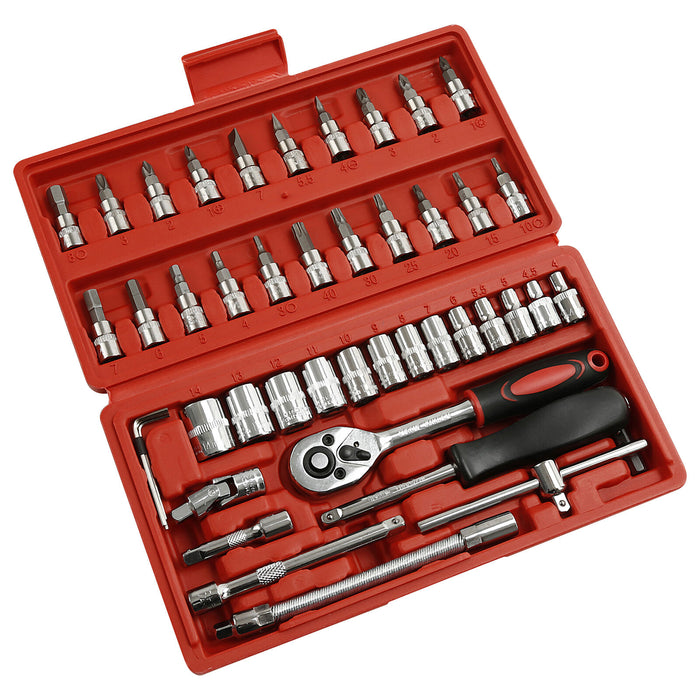 46PCS 1-4 Socket Wrench Screwdriver Bits Ratchet Driver Kit Repairing Tool Set