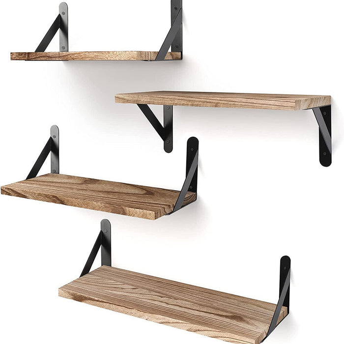 4PCS Home Corner Floating Shelves Wall Mounted Storage Wooden Display Shelf