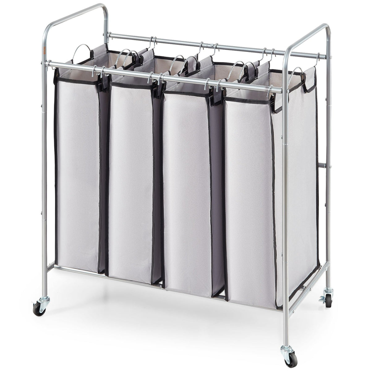 Laundry Sorter Cart 4 Section, Laundry Hamper With Heavy Duty Lockable Wheels An