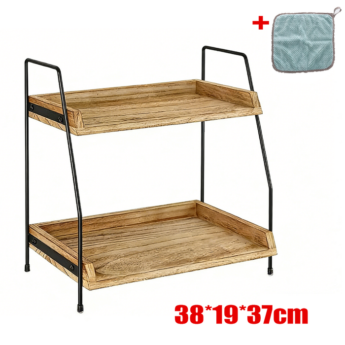 NEW 2 Tier Wooden Shelf Storage Unit Book Plant Stand Bathroom Kitchen Shelving
