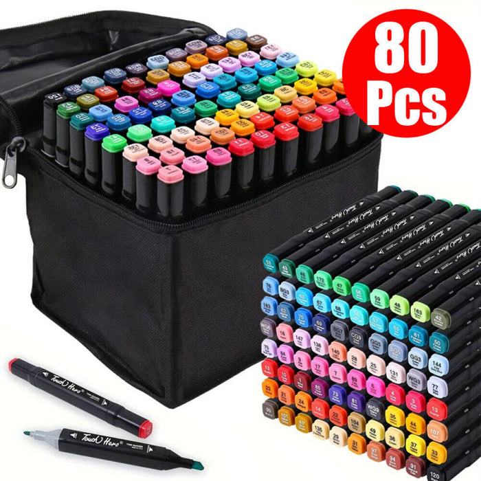 80 Colors Farbe Acrylstifte Markers Set Permanent Dual Tip Pen For DlY Graffiti
