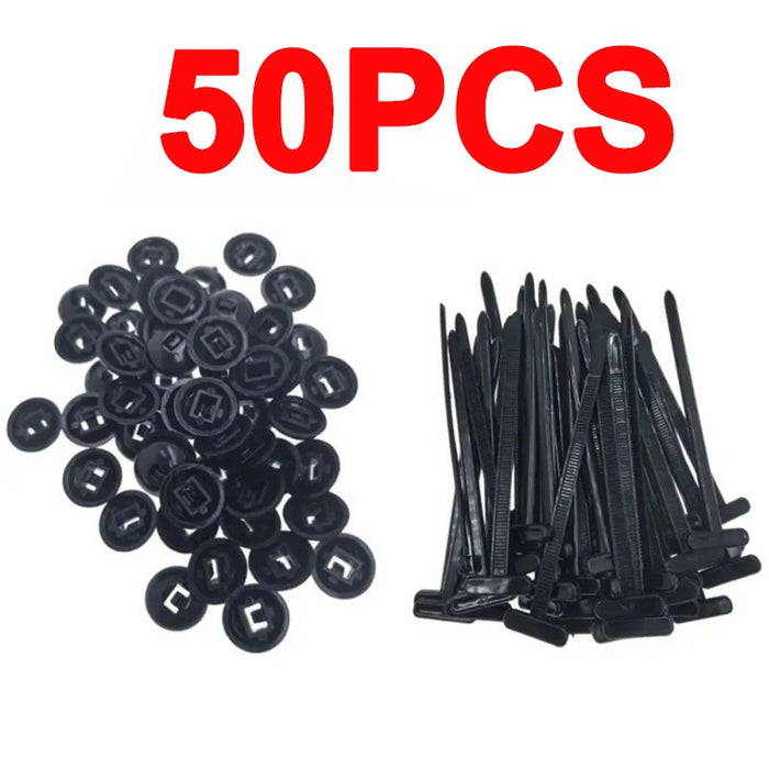 50X Universal Cable Tie Buckle Heavy Duty Self-Locking Nylon Zip Tie Holder B