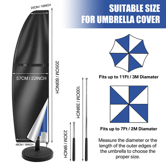 205 Cm Garden Parasol Cover Patio Umbrella Heavy Duty Waterproof Furniture Prote