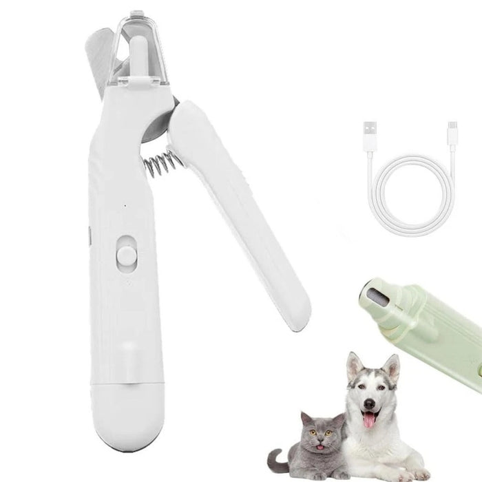 White Pet Nail Trimmer Dog Nail Clippers With Light 2 In 1 Nail Clipper And Grin