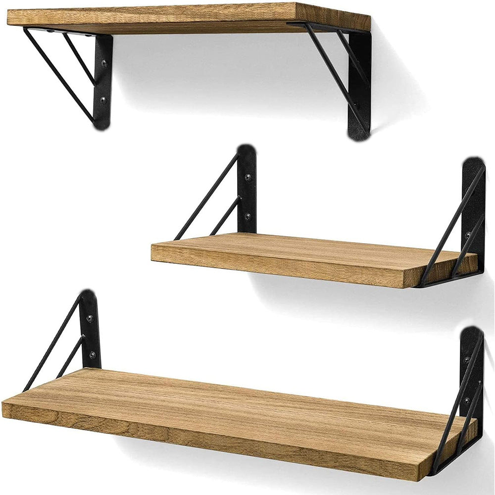3x Wooden Floating Shelves Wall Mounted Display Storage Hold Rustic Industrial