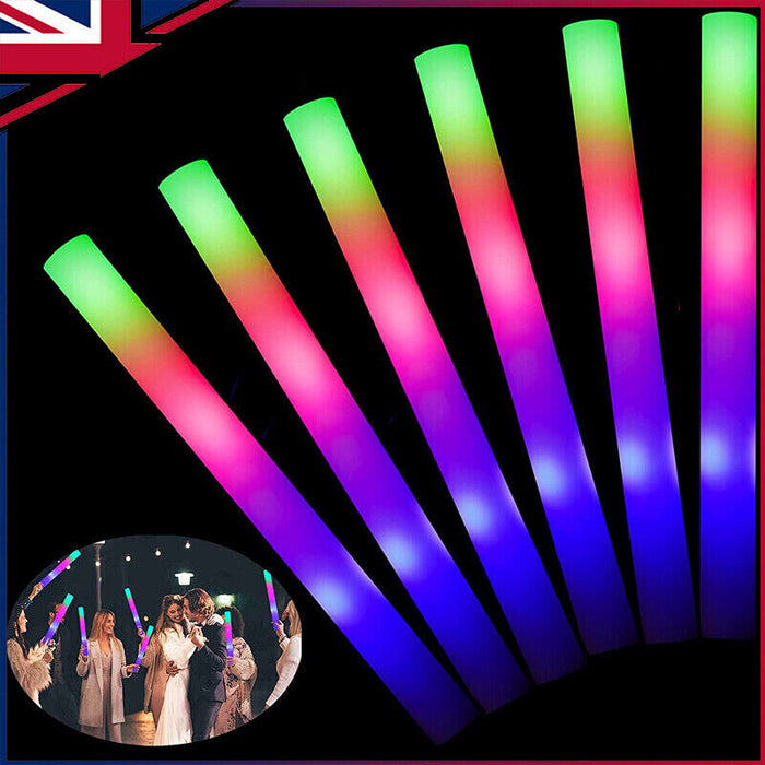 20pcs Light Up Foam Stick Led Glow In Dark Sticks Christmas Party Foam Stick UK
