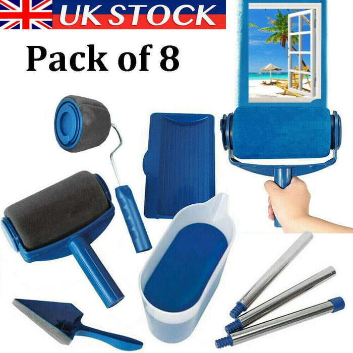 Paint Runner Pro Roller 8Pcs Brush Set Room Painting Wall Handle Decorating Home