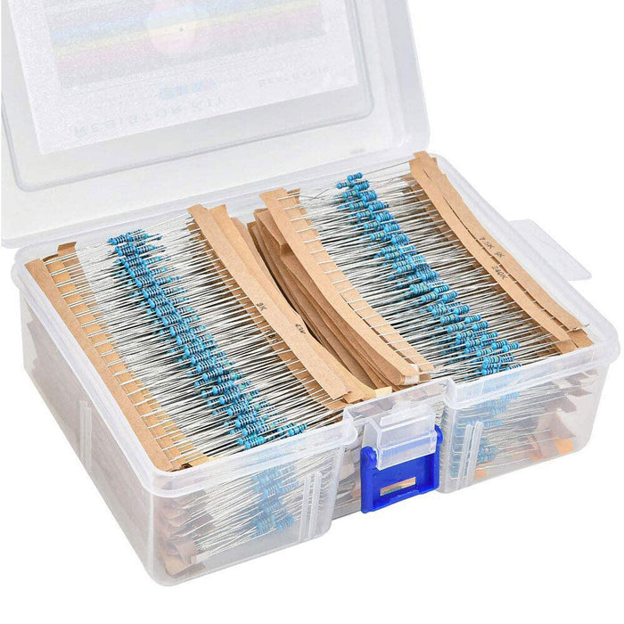 2600pcs 1 Ohm - 10M Ohm 64 Values 1-4W Metal Film Resistors Assortment Kit Tools