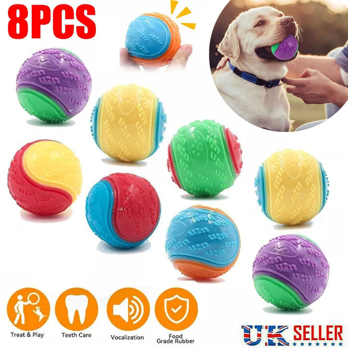 NEW Scooby-Doo Durable Squeaky Set Of 8 Dog Balls For Teeth Cleaning Interactive