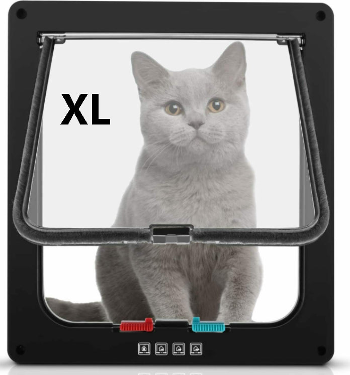 Pet Door Locking Small Medium Large Dog Cat Flap Magnetic White Frame 4 Way