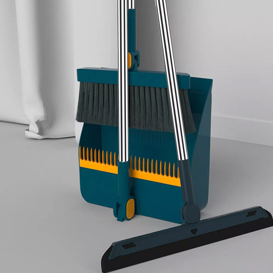 Long Handled Dustpan And Brush Set Strong Metal Handle Dust Pan & Broom Sweeper