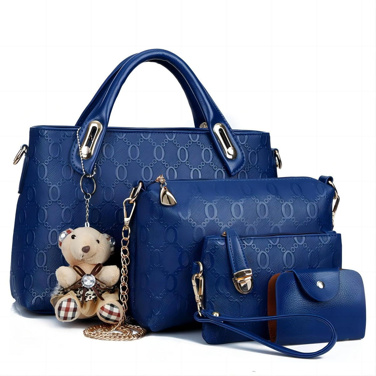 Women 4Pcs Top Handle Satchel Hobo PU Leather Handbag Set Large Tote Purse S