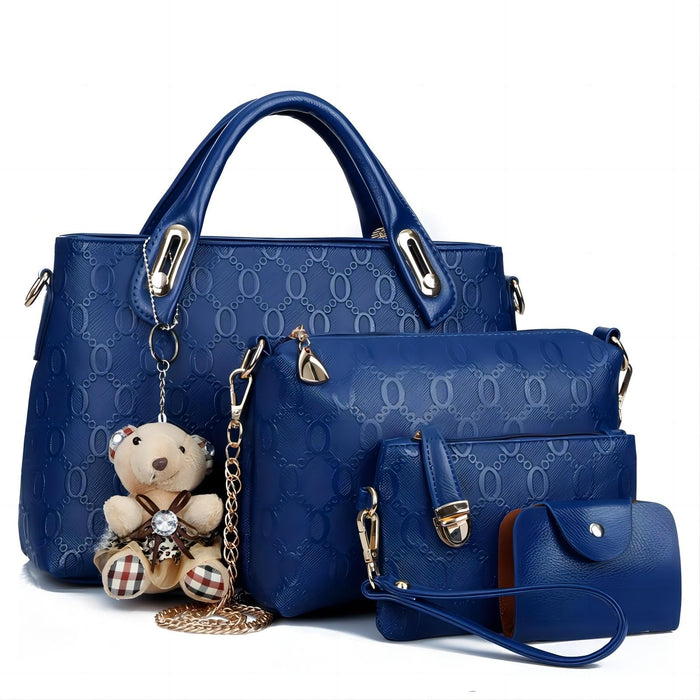 Women 4Pcs Top Handle Satchel Hobo PU Leather Handbag Set Large Tote Purse S