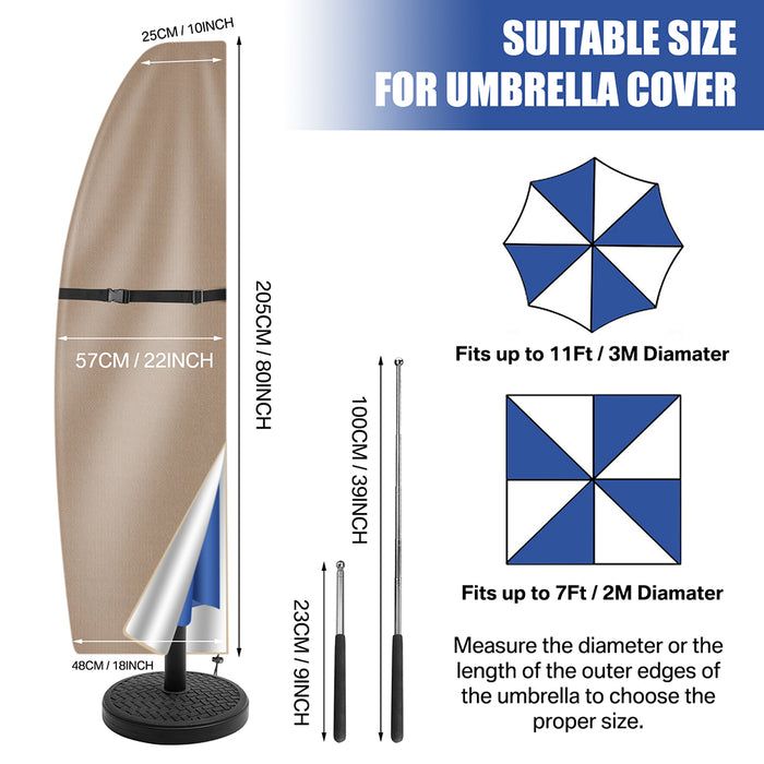 205cm Garden Parasol Cover Patio Umbrella Heavy Duty Waterproof Furniture Protec