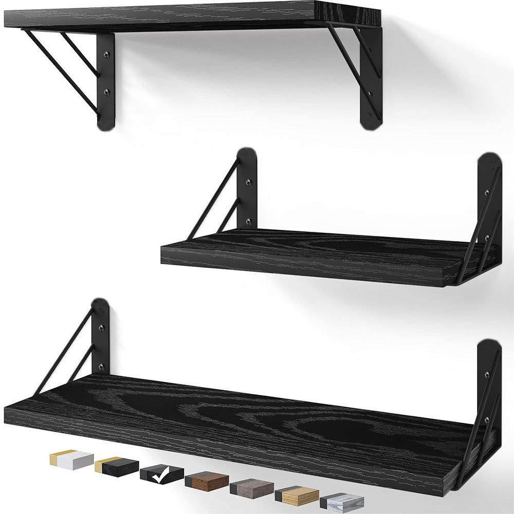 3x Wooden Floating Shelves Wall Mounted Display Storage Hold Rustic Industrial